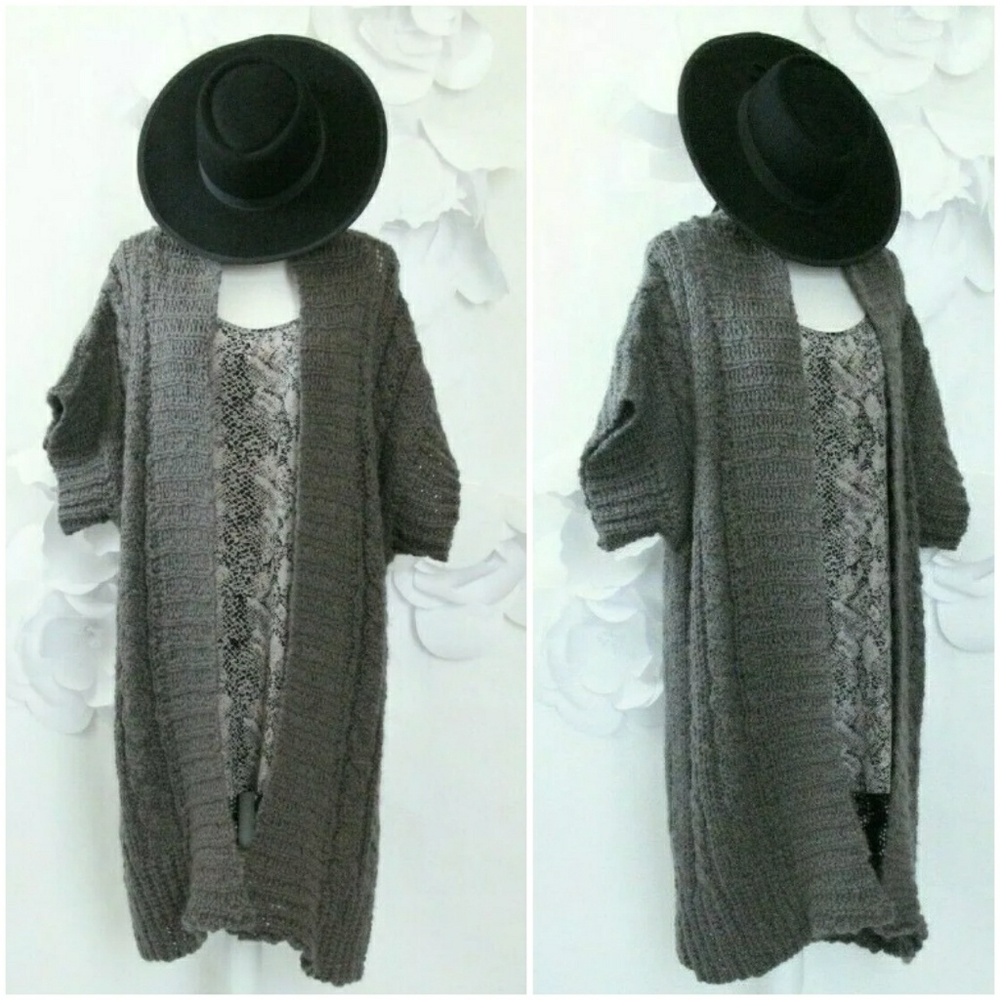 Gro á Live Chunky Duster Cardigan Sweater M/L Gray